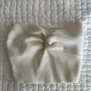 Princess Polly Cream Ribbed Tube Top